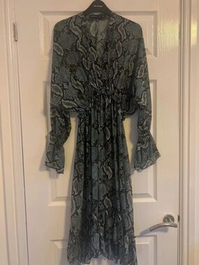 Karen Millen Snake Print Long Sleeve Midi Dress